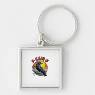 Funny Crow F-Caw-F Retro Sunset Adult Design Tri-B Keychain