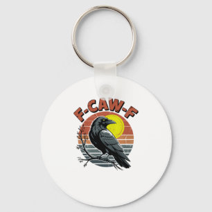 Funny Crow F-Caw-F Retro Sunset Adult Design Tri-B Keychain