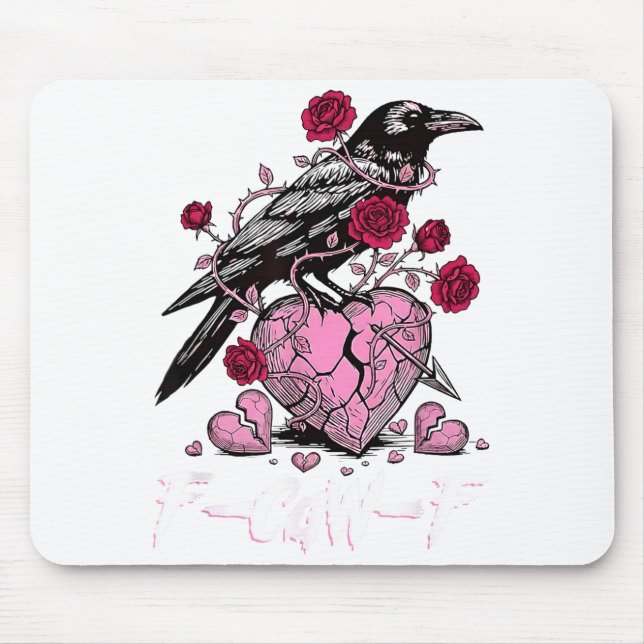 Funny Crow F-caw-f Valentines Day Black Bird Fcawf Mouse Pad (Front)