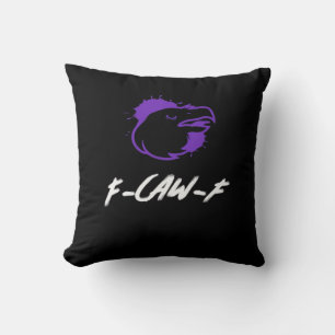 Funny Crow Logo F-Caw-F – Caws For Attention! Clas Throw Pillow