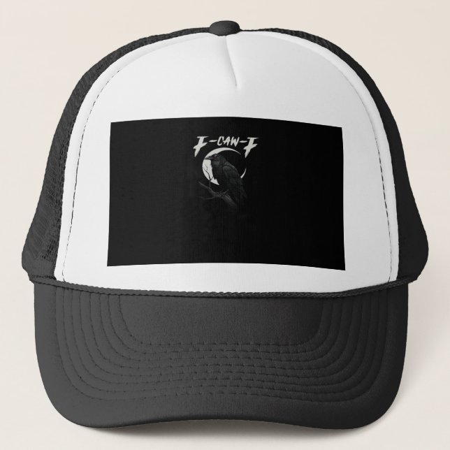 Funny Crow Retro Classic Style Trucker Hat (Front)