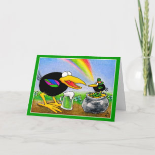Funny Crow with Leprechaun St. Paddy's Day Card
