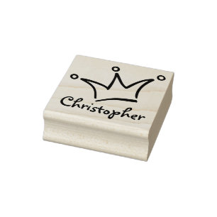 Funny Crown black + your backgr. & Name Rubber Stamp