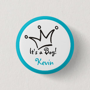 Funny Crown black + your backgr. & text 1 Inch Round Button