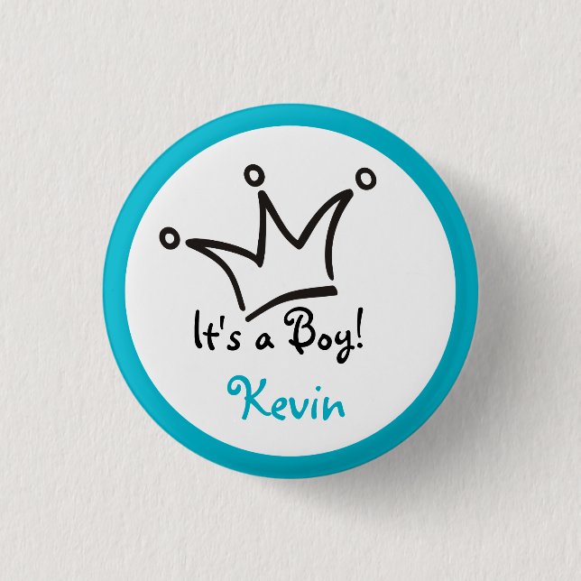 Funny Crown black + your backgr. & text 1 Inch Round Button (Front)
