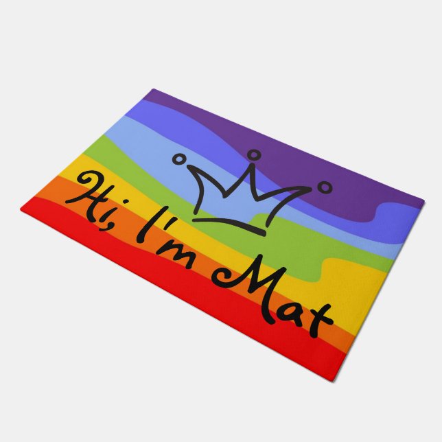 Funny Crown black + your backgr. & text Doormat (Angled)
