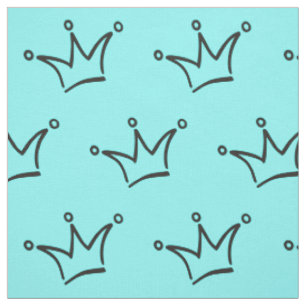Funny Crown black + your backgr. & text Fabric