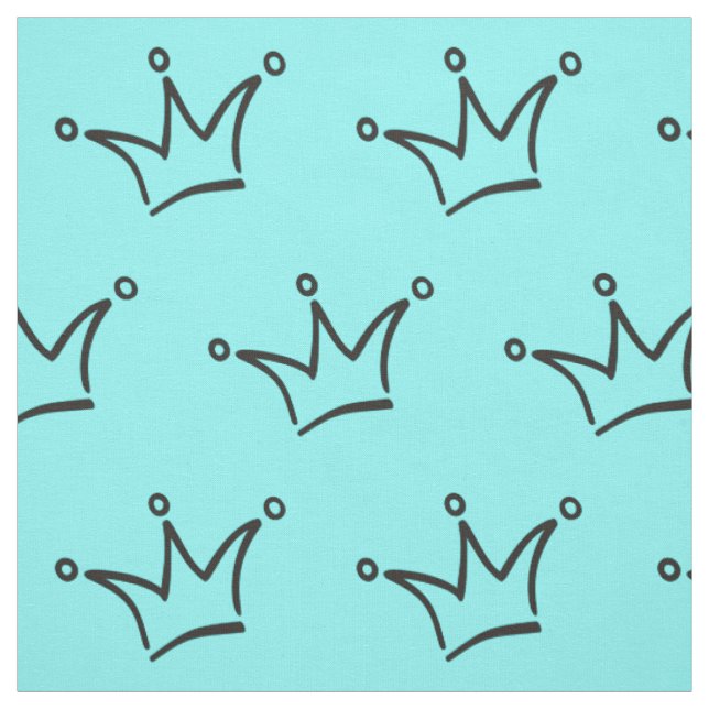 Funny Crown black + your backgr. & text Fabric (Swatch)