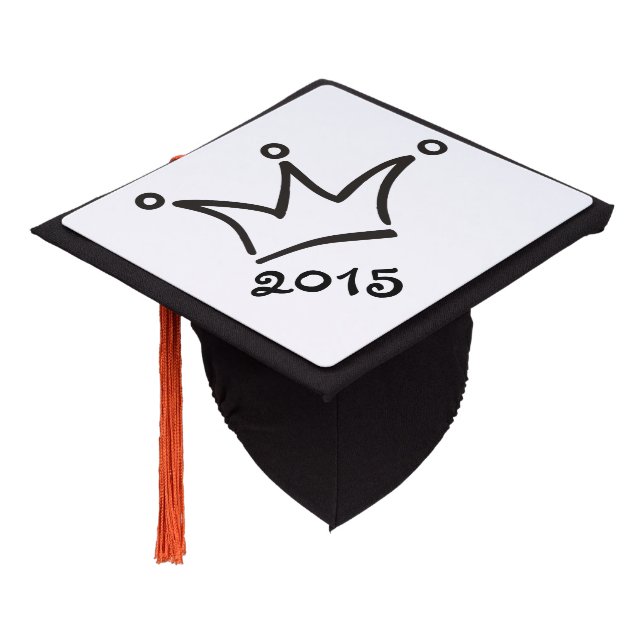 Funny Crown black + your backgr. & text Graduation Cap Topper (Angled)