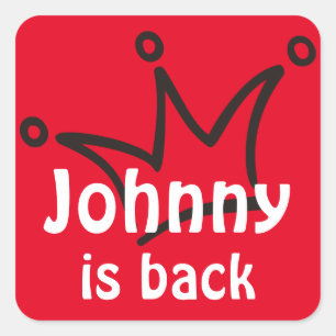 Funny Crown black + your backgr. & text Square Sticker
