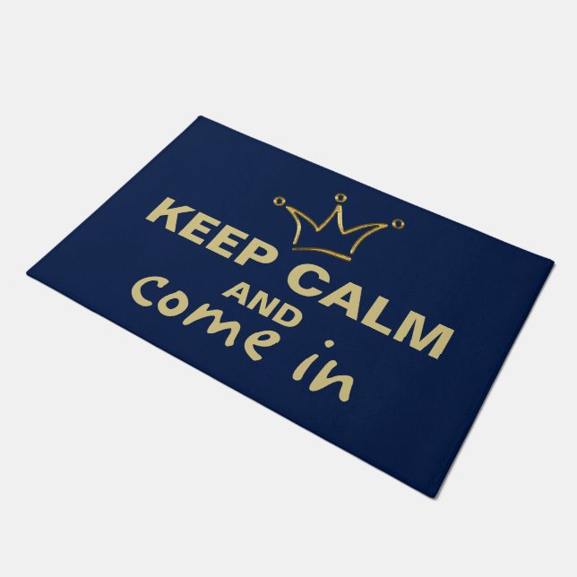 Funny Crown gold & KEEP CALM + text Doormat (Angled)