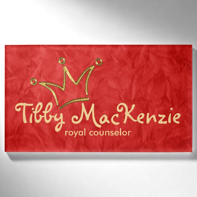 Funny Crown gold + your backgr. & text Name Tag (Front)