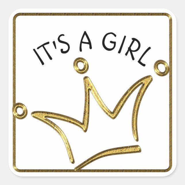 Funny Crown gold + your backgr. & text Square Sticker (Front)