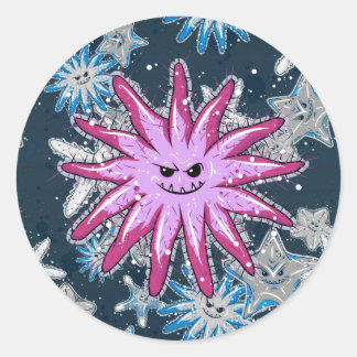 Funny Crown-of-Thorns Starfish with a smirk Classic Round Sticker