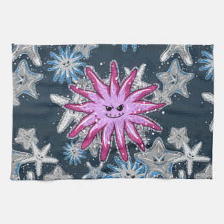 Funny Crown-of-Thorns Starfish with a smirk Kitchen Towel