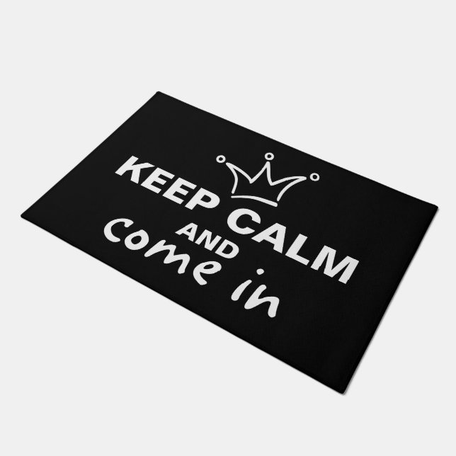 Funny Crown white & KEEP CALM + text Doormat (Angled)