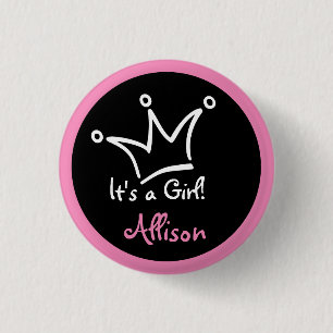 Funny Crown white + your backgr. & text 1 Inch Round Button