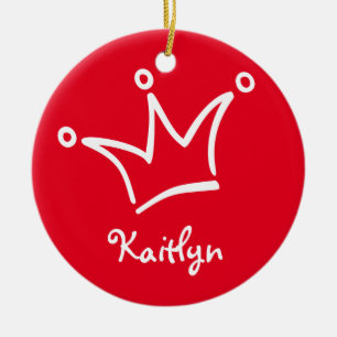Funny Crown white + your backgr. & text Ceramic Ornament