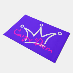 Funny Crown white + your backgr. & text Doormat