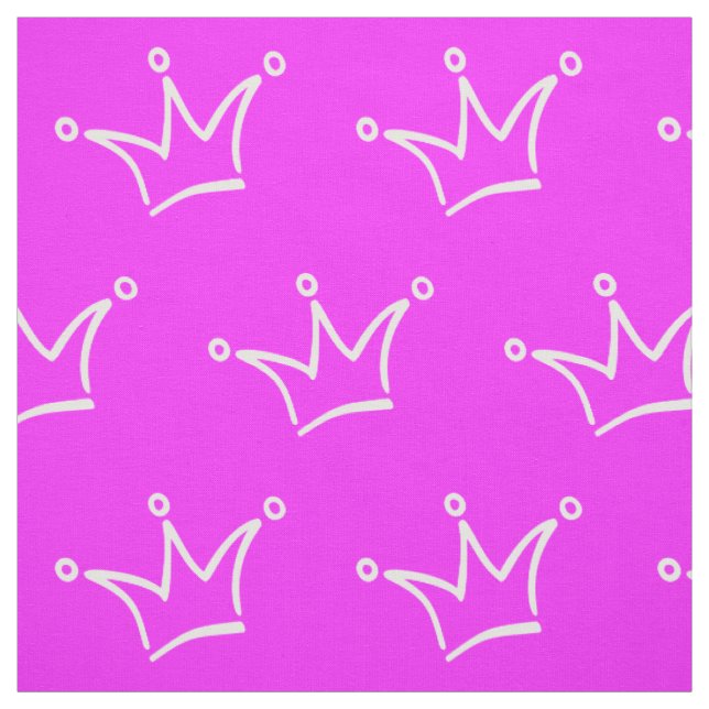 Funny Crown white + your backgr. & text Fabric (Swatch)