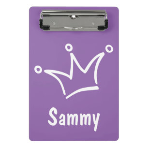 Funny Crown white + your backgr. & text Mini Clipboard