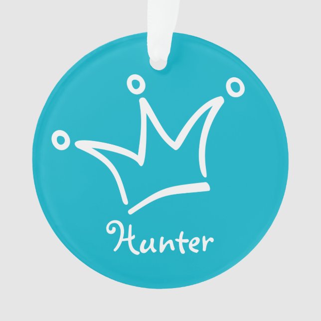 Funny Crown white + your backgr. & text Ornament (Front)