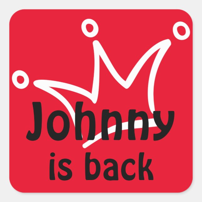 Funny Crown white + your backgr. & text Square Sticker (Front)