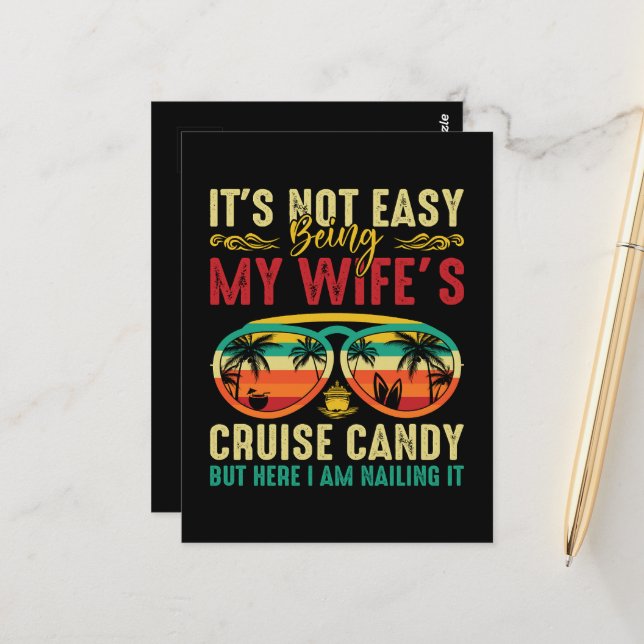 Funny Cruise Candy Husband Postcard (Front/Back In Situ)