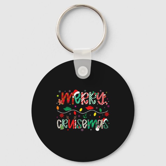 Funny Cruise Lover Merry Cruisemas Christmas Famil Keychain (Front)