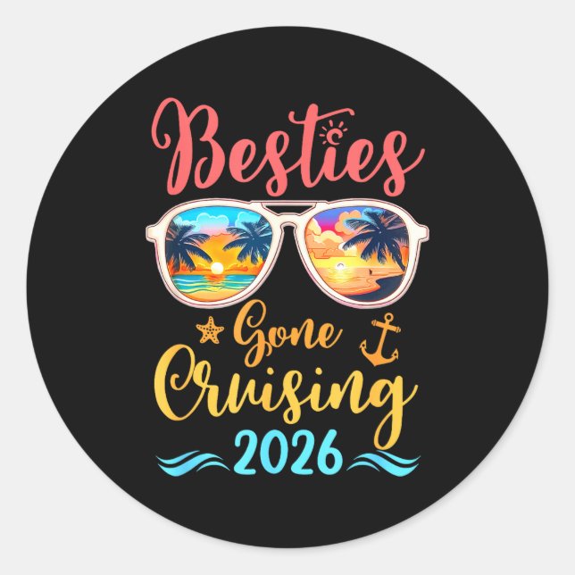 Funny Cruising Friends Squad 2026 Ies Gone Cruisin Classic Round Sticker (Front)