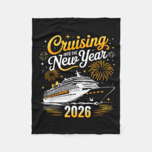 Funny Cruising Into 2026 New Year Matching Family Fleece Blanket