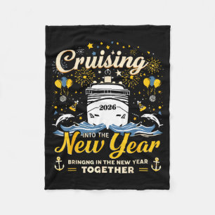 Funny Cruising Into 2026 New Year Matching Family  Fleece Blanket