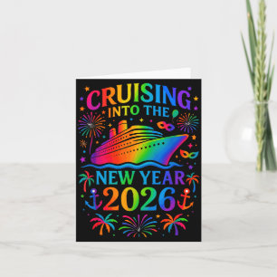 Funny Cruising Into 2026 New Year Ship Vacation Fa Card