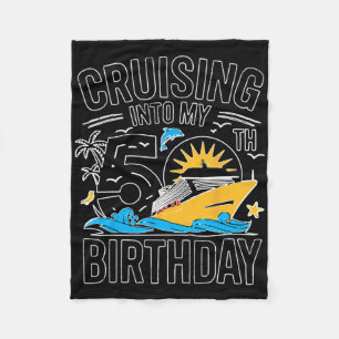 Funny Cruising Into My 50th Birthday Mediterranean Fleece Blanket
