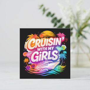 Funny Cruising with My Girls Colorful Cruise Ship Invitation