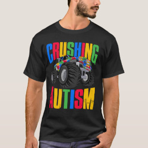 Funny Crushing Autism Awareness Monster Truck Puzz T-Shirt