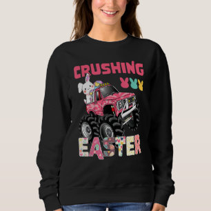 Funny Crushing Easter Cute Bunny Monstertruck Egg  Sweatshirt