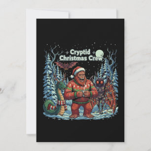 Funny Cryptid Christmas Crew   Bigfoot, Mothman  Thank You Card