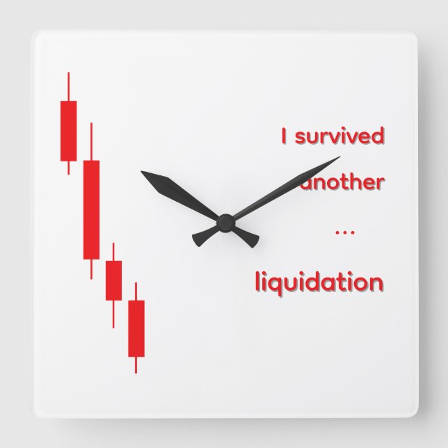 Funny Crypto "I Survived Liquidation" Clock (Front)