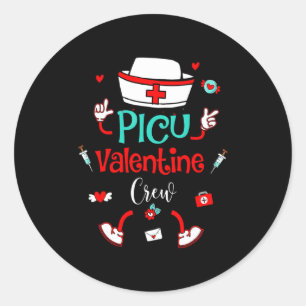 Funny Cu Valentines Day Nurse Crew Family Group  Classic Round Sticker