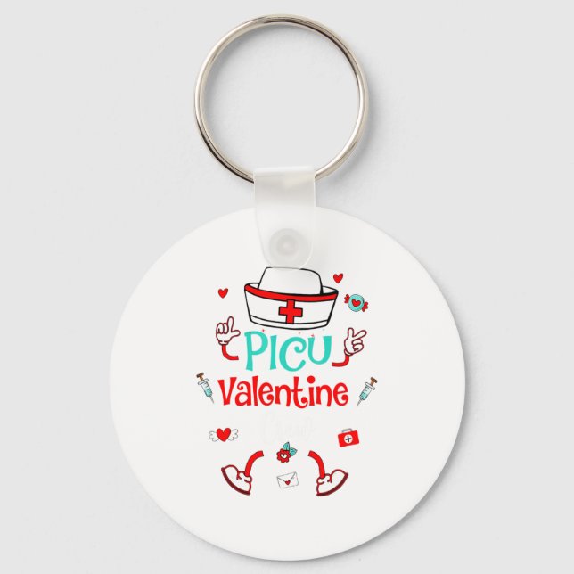 Funny Cu Valentines Day Nurse Crew Family Group  Keychain (Front)