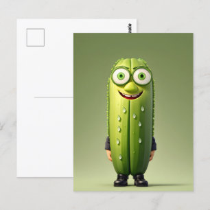 Funny cucumber character  postcard