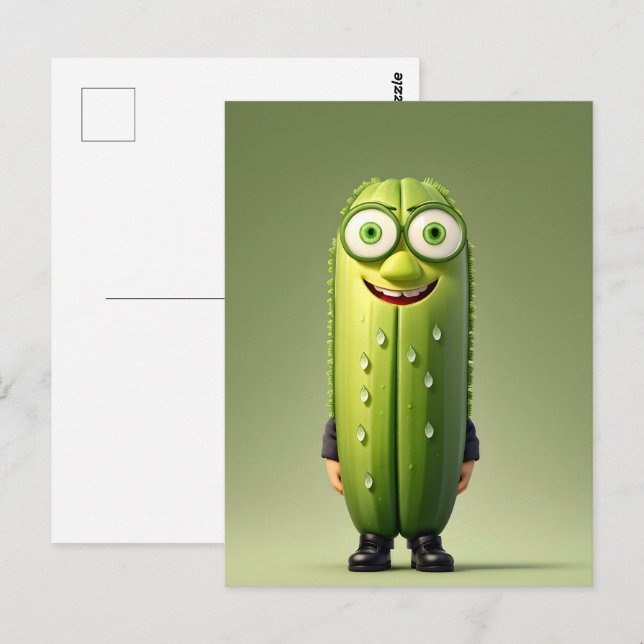 Funny cucumber character  postcard (Front/Back)