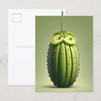 Funny cucumber character postcard
