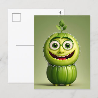 Funny cucumber character postcard