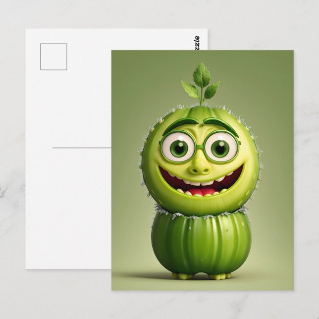 Funny cucumber character  postcard (Front/Back)