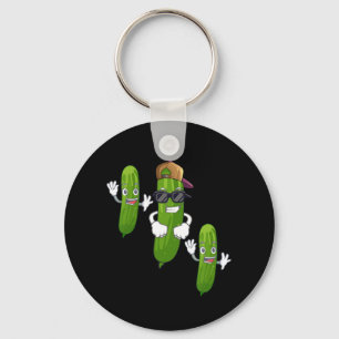 Funny Cucumber Pickle Dancing Food Keychain