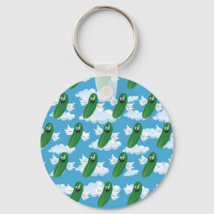 Funny Cucumber Pickles Food Humour Fantasy Emojis Keychain