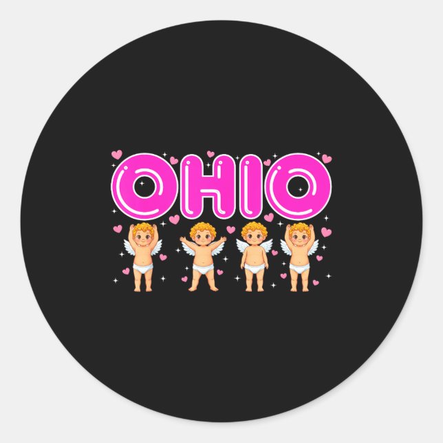 Funny Cud Ohio Midwestern Party O-h-i-o In Valenti Classic Round Sticker (Front)