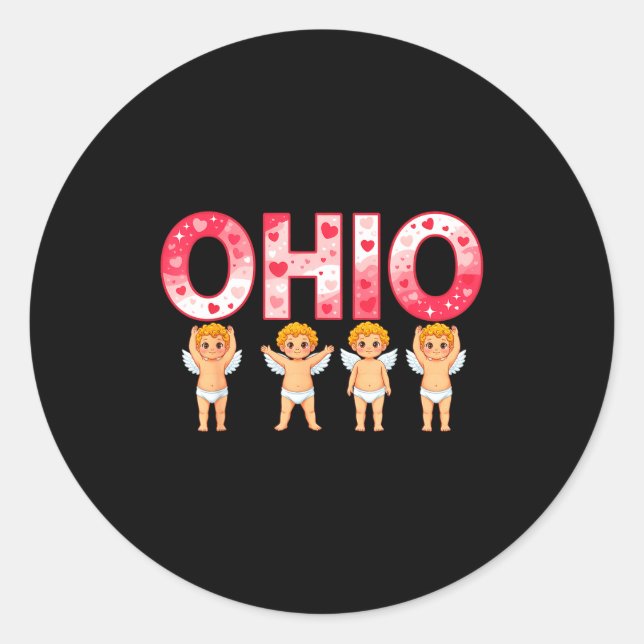 Funny Cud Ohio Midwestern Party O-h-i-o In Valenti Classic Round Sticker (Front)